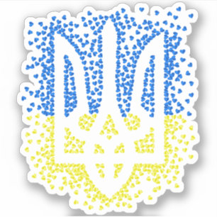 Ukrainisches Emblem trident tryzub zerstreut Herze Aufkleber