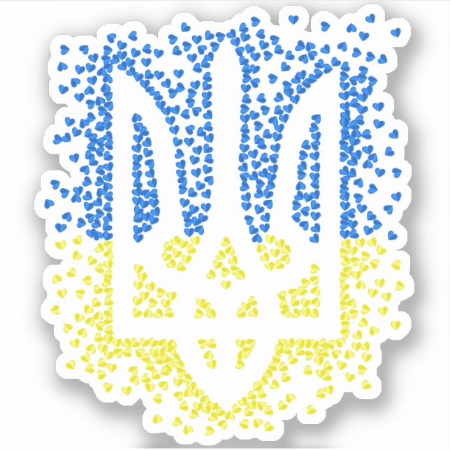 Ukrainisches Emblem trident tryzub zerstreut Herze Aufkleber (Vorderseite)