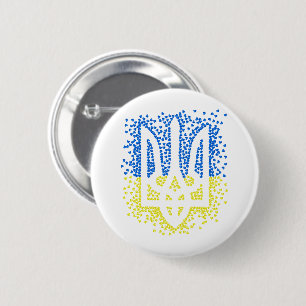 Ukrainisches Emblem trident tryzub zerstreut Herze Button