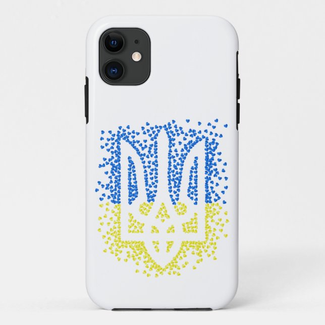 Ukrainisches Emblem trident tryzub zerstreut Herze Case-Mate iPhone Hülle (Rückseite)