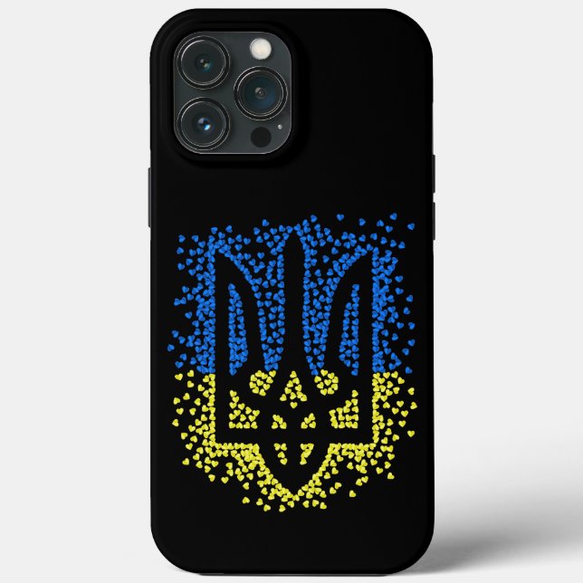 Ukrainisches Emblem trident tryzub zerstreut Herze Case-Mate iPhone Hülle (Rückseite)
