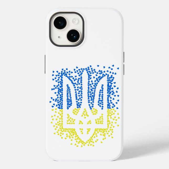 Ukrainisches Emblem trident tryzub zerstreut Herze Case-Mate iPhone Hülle (Rückseite)