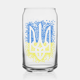 Ukrainisches Emblem trident tryzub zerstreut Herze Dosenglas