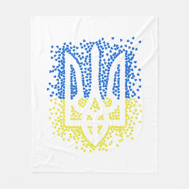 Ukrainisches Emblem trident tryzub zerstreut Herze Fleecedecke (Vorderseite)
