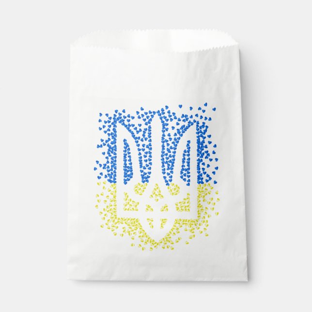 Ukrainisches Emblem trident tryzub zerstreut Herze Geschenktütchen (Vorderseite)