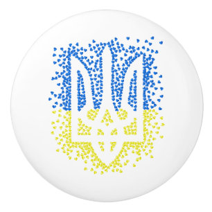 Ukrainisches Emblem trident tryzub zerstreut Herze Keramikknauf