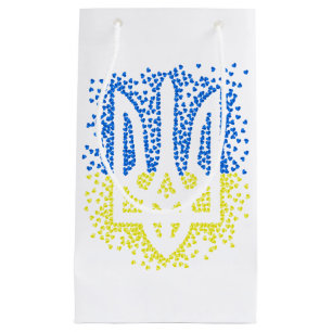 Ukrainisches Emblem trident tryzub zerstreut Herze Kleine Geschenktüte