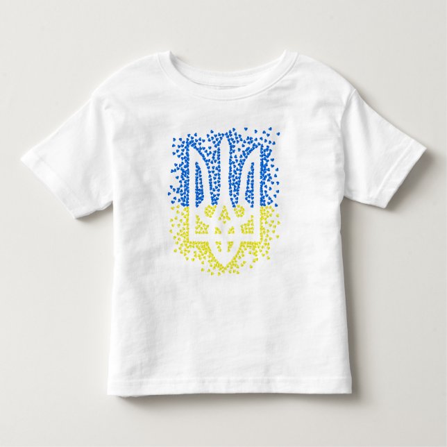 Ukrainisches Emblem trident tryzub zerstreut Herze Kleinkind T-shirt (Vorderseite)