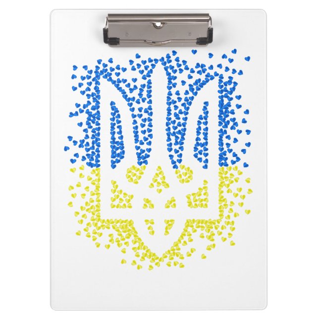 Ukrainisches Emblem trident tryzub zerstreut Herze Klemmbrett (Vorderseite)