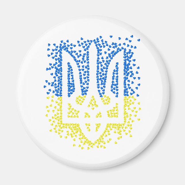 Ukrainisches Emblem trident tryzub zerstreut Herze Magnet (Vorne)