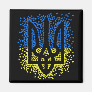 Ukrainisches Emblem trident tryzub zerstreut Herze Magnet