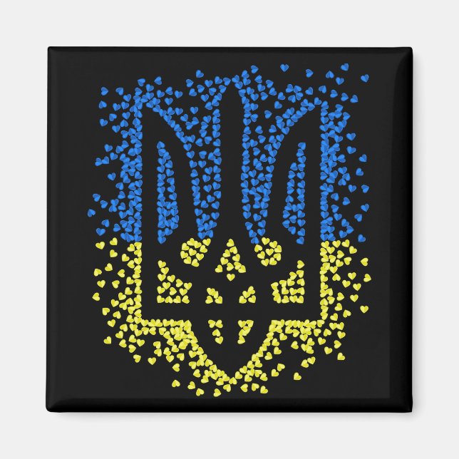 Ukrainisches Emblem trident tryzub zerstreut Herze Magnet (Vorne)