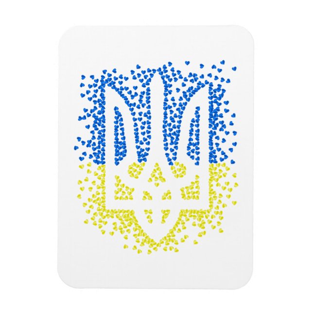 Ukrainisches Emblem trident tryzub zerstreut Herze Magnet (Vertikal)