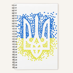 Ukrainisches Emblem trident tryzub zerstreut Herze Notizbuch