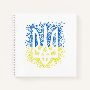 Ukrainisches Emblem trident tryzub zerstreut Herze Notizbuch