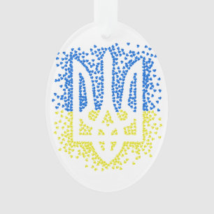 Ukrainisches Emblem trident tryzub zerstreut Herze Ornament
