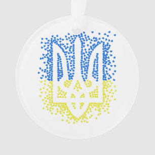 Ukrainisches Emblem trident tryzub zerstreut Herze Ornament