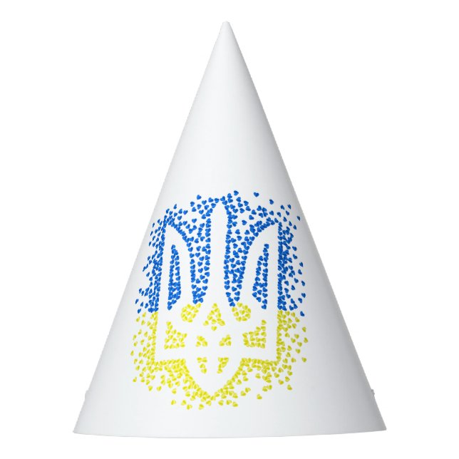Ukrainisches Emblem trident tryzub zerstreut Herze Partyhütchen (Vorderseite)