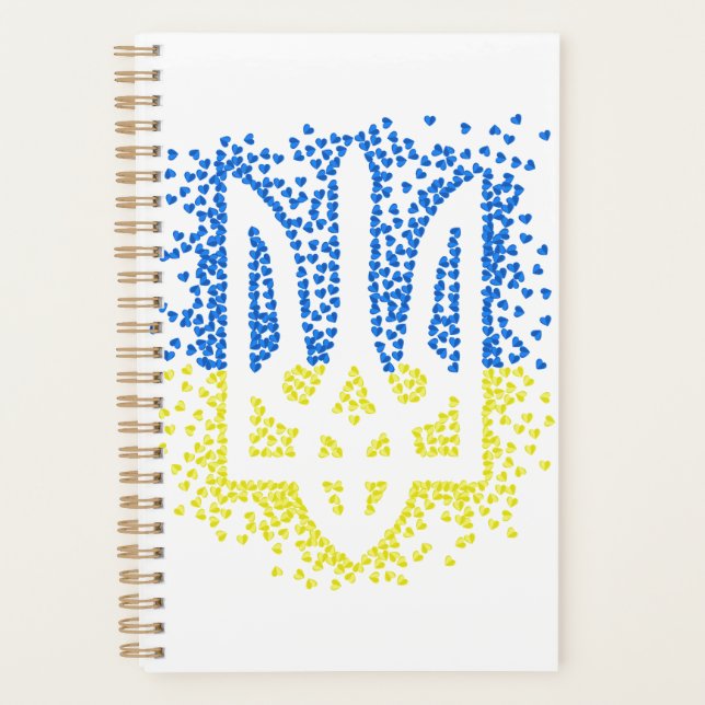 Ukrainisches Emblem trident tryzub zerstreut Herze Planer (Vorderseite)