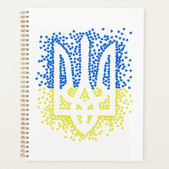 Ukrainisches Emblem trident tryzub zerstreut Herze Planer (Vorderseite)