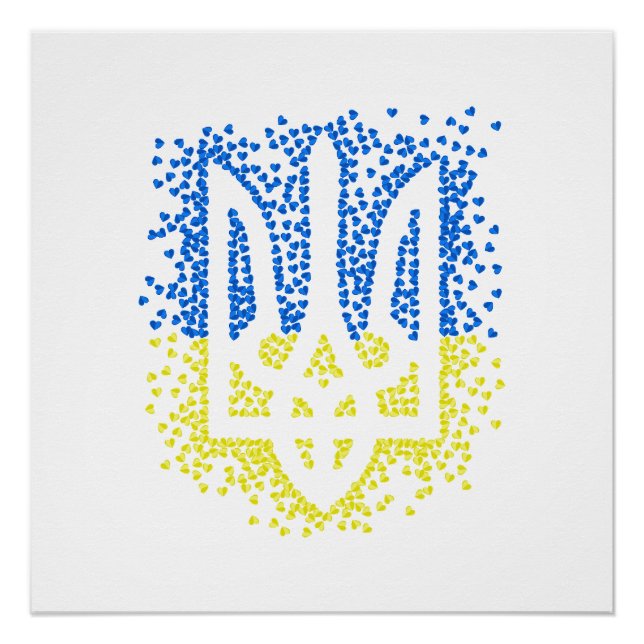 Ukrainisches Emblem trident tryzub zerstreut Herze Poster (Vorderseite)