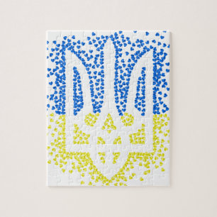 Ukrainisches Emblem trident tryzub zerstreut Herze Puzzle