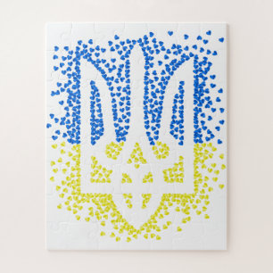 Ukrainisches Emblem trident tryzub zerstreut Herze Puzzle
