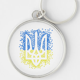 Ukrainisches Emblem trident tryzub zerstreut Herze Schlüsselanhänger