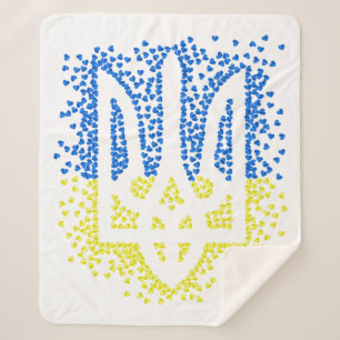 Ukrainisches Emblem trident tryzub zerstreut Herze Sherpadecke