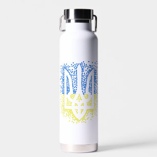Ukrainisches Emblem trident tryzub zerstreut Herze Trinkflasche