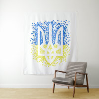 Ukrainisches Emblem trident tryzub zerstreut Herze