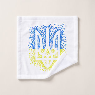 Ukrainisches Emblem trident tryzub zerstreut Herze Waschlappen
