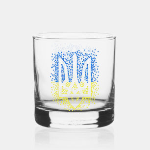 Ukrainisches Emblem trident tryzub zerstreut Herze Whiskyglas