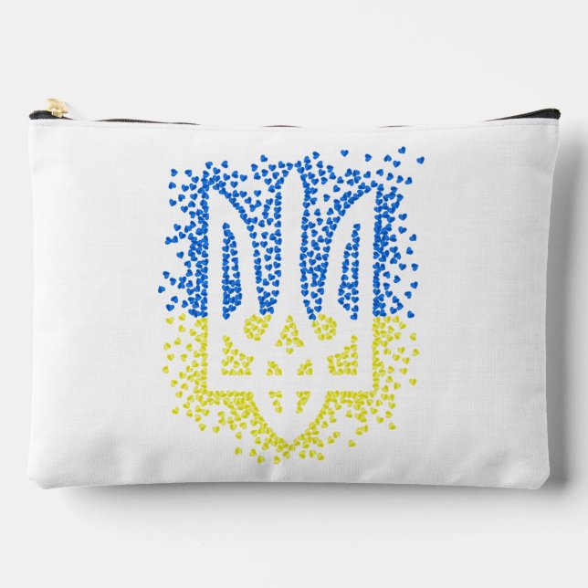 Ukrainisches Emblem trident tryzub zerstreut Herze Zubehörtasche (Vorderseite)