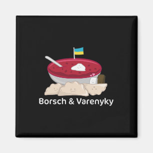 Ukrainisches Essen Borschtsch und Wareniki Ukraine Magnet