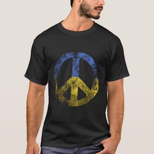 ukrainisches Flag-Friedenszeichen T-Shirt (Vorderseite)