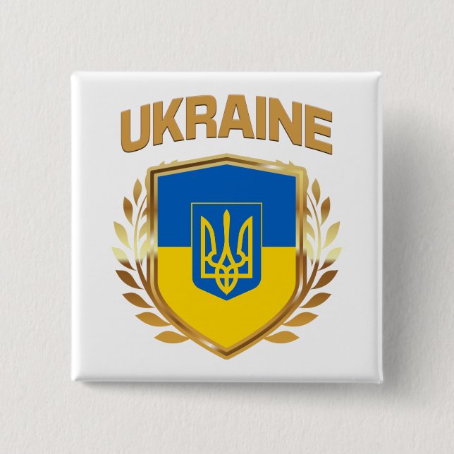 ukrainisches Flaggenschild und Emblem Button (Vorderseite)