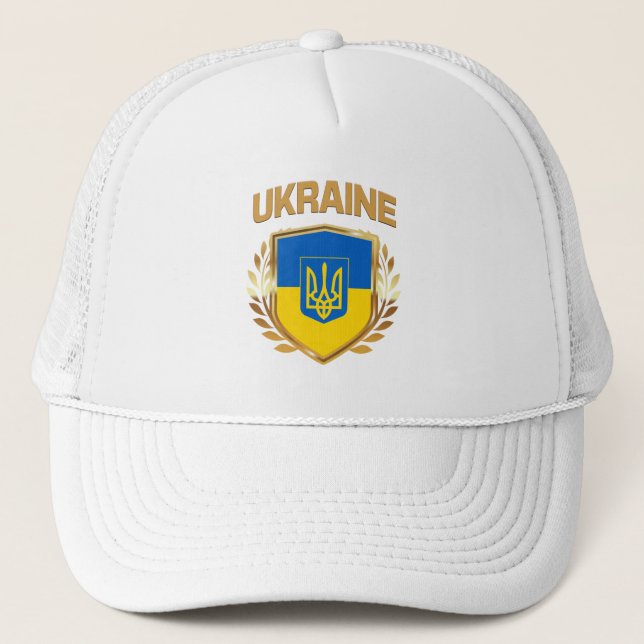 ukrainisches Flaggenschild und Emblem Truckerkappe (Vorderseite)