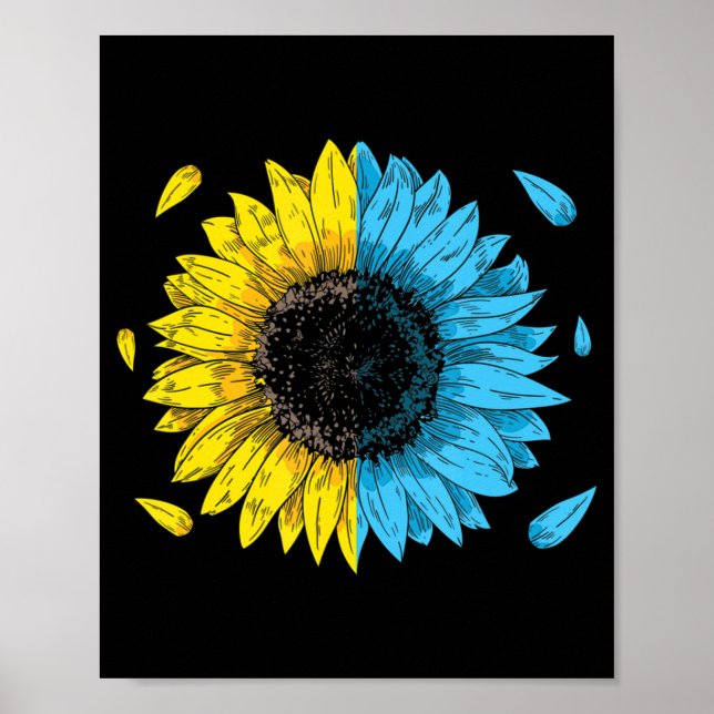 Ukrainisches Flaggensymbol Tryzub Liebe Unterstütz Poster (Vorne)