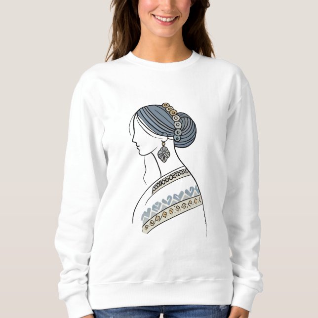 Ukrainisches Folk Art Sweatshirt | Liniengrafiken (Vorderseite)
