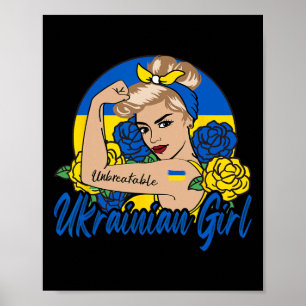 Ukrainisches Mädchen Ukraine Frau Ukrainer Flagge Poster