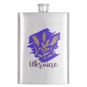 Ukrainisches Nationalsymbol Tryzub aus Weizenähre Flachmann