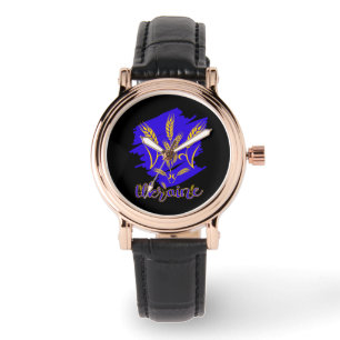 Ukrainisches Nationalsymbol tryzub aus Weizenohr Armbanduhr