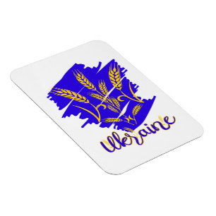 Ukrainisches Nationalsymbol tryzub aus Weizenohr Magnet