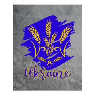 Ukrainisches Nationalsymbol tryzub aus Weizenohr Poster