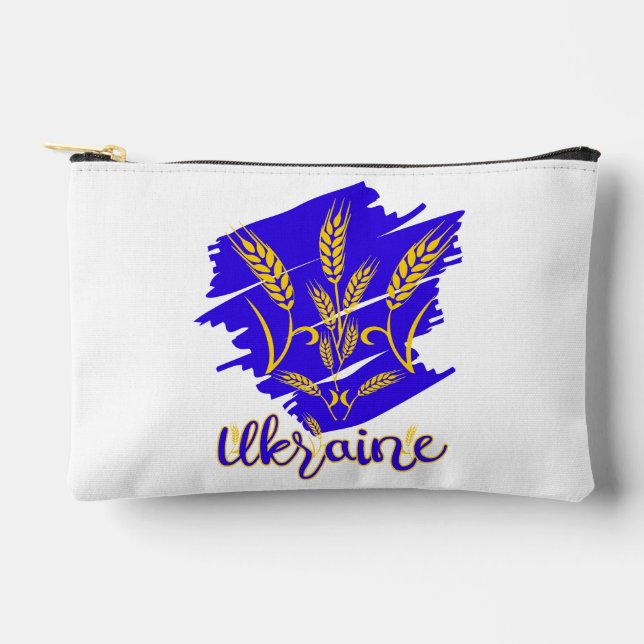 Ukrainisches Nationalsymbol tryzub aus Weizenohr Zubehörtasche (Vorderseite)