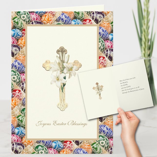 Ukrainisches Ostereier Kreuz mit Lily Pascha Karte (Von Creator hochgeladen)