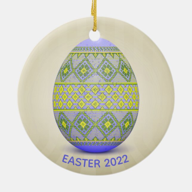 Ukrainisches Ostereier (Pysanka) Design Keramik Or Keramik Ornament (Hinten)