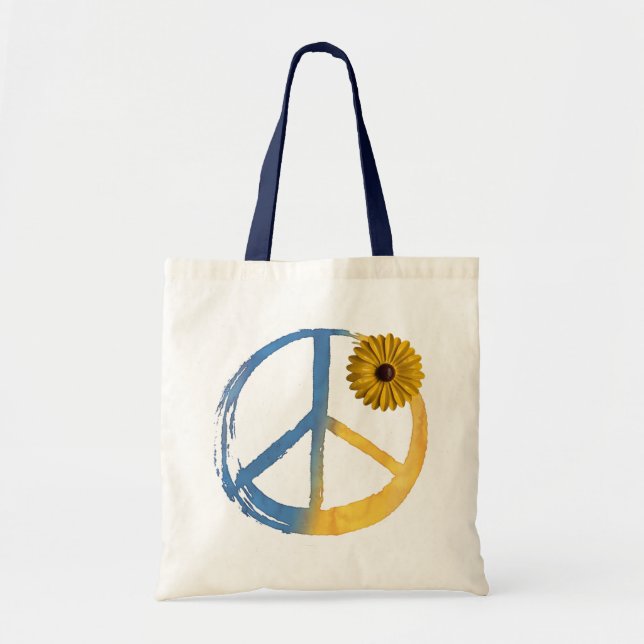 Ukrainisches PEACE Symbol Zeichen Sonnenblume Ukra Tragetasche (Vorne)