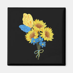 Ukrainisches Sonnenblumen-T-Shirt Blau Gelbes Schm Magnet